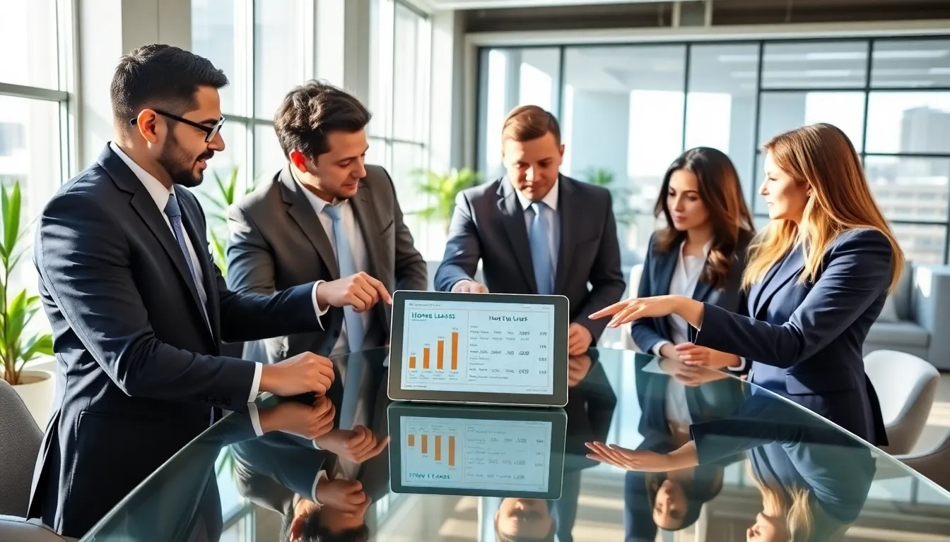 professionals discussing home equity loans in a modern office.