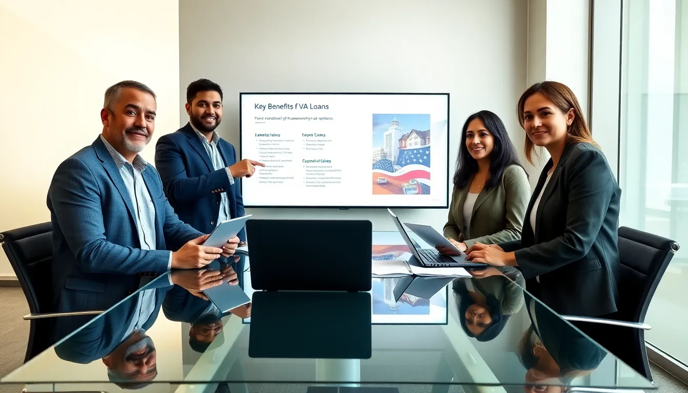 group discussing VA loans in a modern office.